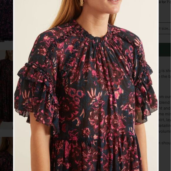 ULLA JOHNSON Fawn floral Dress in Midnight Sz 6 - Picture 3 of 13